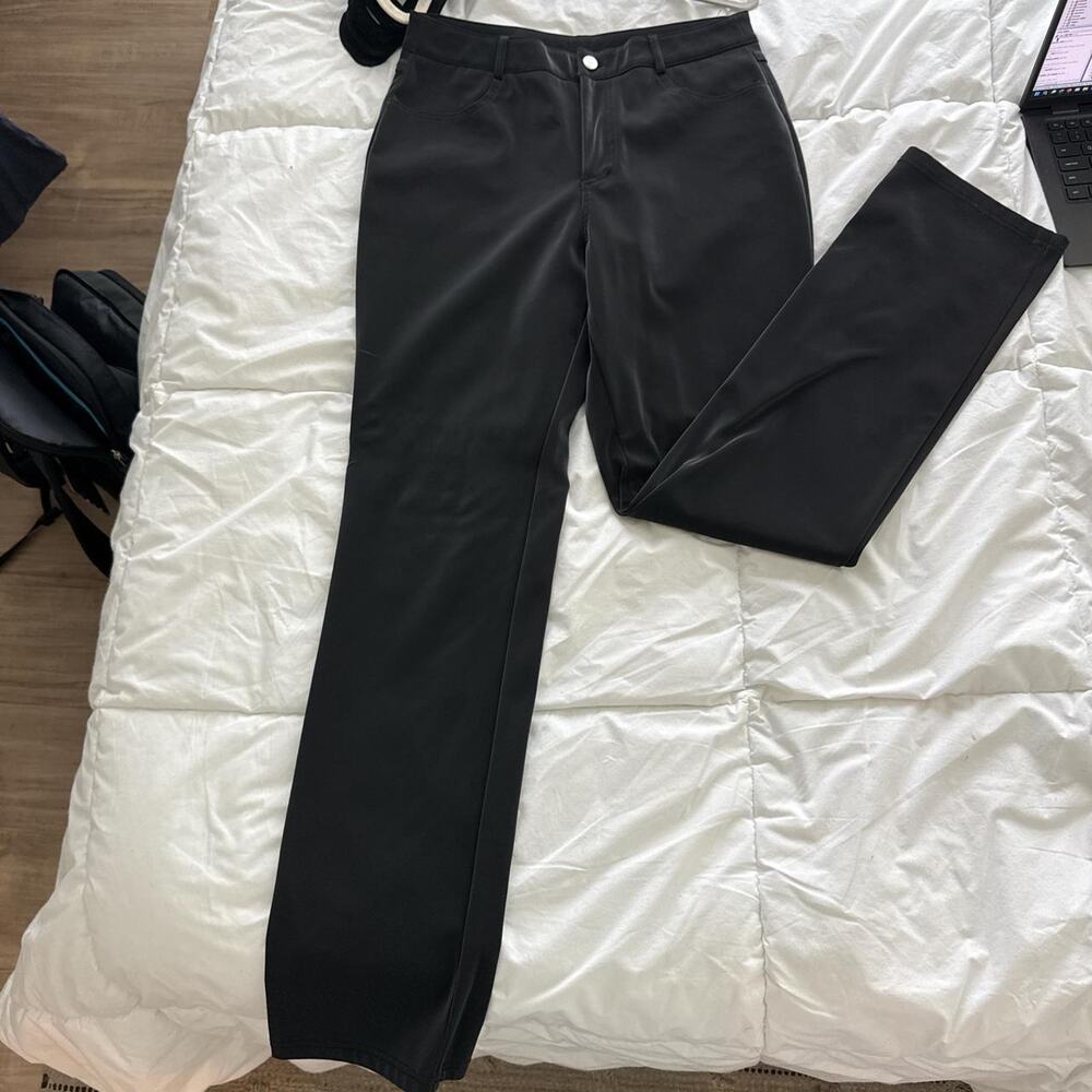 Grey reflective straight leg trousers
